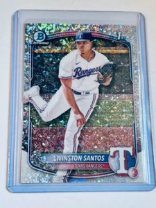 2025 Bowman 1st Chrome Speckle Refractor Winston Santos Texas Rangers - Picture 1 of 2