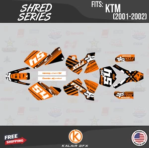 Graphics Kit for KTM SX SXF 125 250 380 520 525 (2001-2002) Shred - ORANGE - Picture 1 of 6