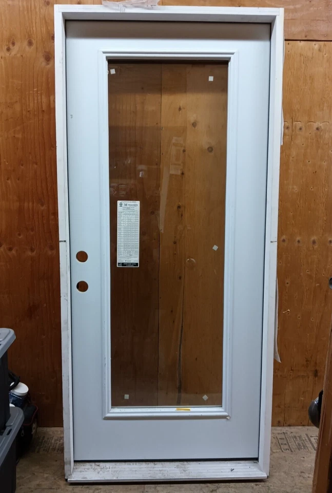 Puerta exterior delantera colgada de acero imprimado con inswing derecho Full Lite 36 x 80 pulgadas Foto 1 de 4