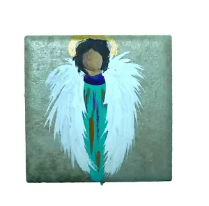 Angel Light Beings Spiritual on Ceramic Tile Magnet Art by Rain Crow - Picture 1 of 6