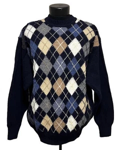 CONTE OF FLORENCE Men’s XL Jumper Sweater Navy Blue Lana Wool Vintage - Picture 1 of 8