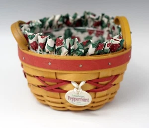 LONGABERGER  CHRISTMAS PEPPERMINT BASKET COMBO LINER TAG 1999 TREE TRIMMING - Picture 1 of 4