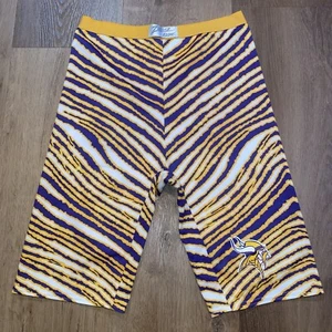 Minnesota Vikings Zubaz Shorts Vtg 80s Zebra Spandex Compression Bike Mens Large - Picture 1 of 8