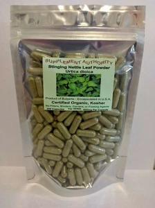 Cápsulas en polvo de raíz de hoja de ortiga - orgánico certificado, kosher - ¡FRESCO! - Imagen 1 de 1