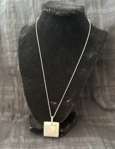 21 Grams Sterling Silver Silpada Hammered Pendant w OTC Necklace Puffed Square - Picture 1 of 10