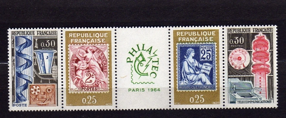 FRANCE #1085-1088 VT #1414-1417 MNH (POSTAL HISTORY) STAMP ON STAMP STRIP OF 5 - Image 1 of 1
