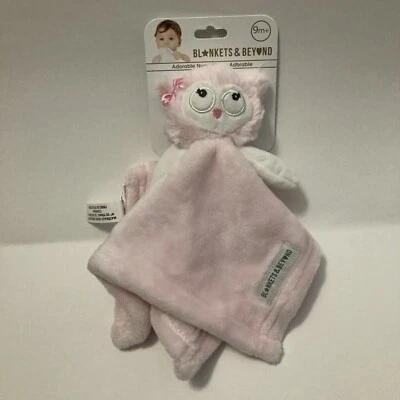 Blankets and Beyond Owl Blanket Pink White Lovey Comforter Bird New Nunu Bow - Image 1 of 4