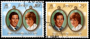 Jersey Stamps Scott # 280 - # 281 Royal Wedding Complete Set of 2 Used F-VF Nice - Picture 1 of 1