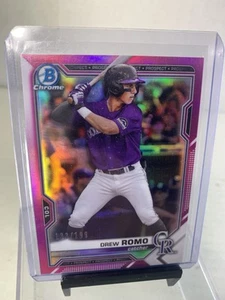 2021 Bowman Chrome Drew Romo Purple Prospect Colorado Rockies /199 Color Match - Picture 1 of 3