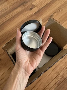 24 Pack 2 oz Round Black Tin Containers with Slip-on Lids - Aluminum Tin Cans - Picture 1 of 4