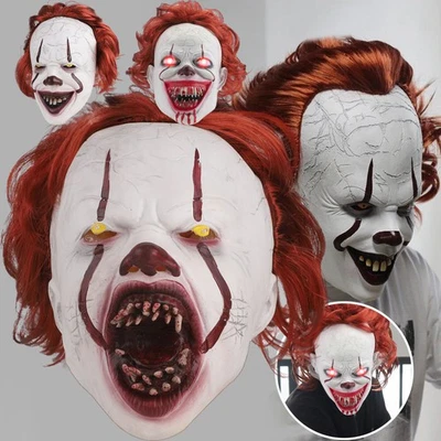 LED Halloween Horror Maske Pennywise Clown Maske Gruselige Maske Cosplay Kostüme - Bild 1 von 4