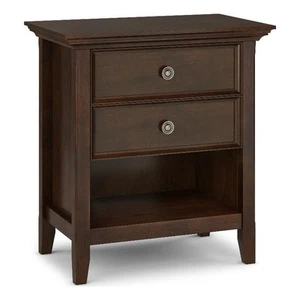 Amherst SOLID WOOD 24" Wide Traditional Bedside Nightstand Table in Russet Brown - Picture 1 of 9