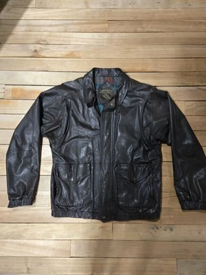 Chaqueta de Cuero Eddie Bauer XL Alta Marrón Cremallera Completa Forro a Cuadros Estilo Hombre 7086 Foto 1 de 4