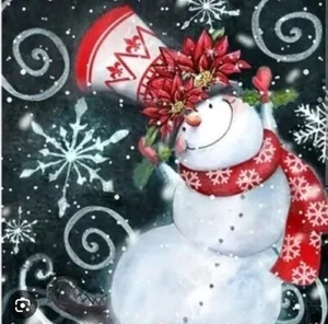 Christmas Dancing Snowman Black Swirl WP001-1 30x30cm Diamond Painting - Picture 1 of 1