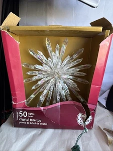 GE 50 Luz Grande Cristal Estilo Estrella Copo de Nieve Árbol de Navidad Topper Grande 14" NUEVO - Imagen 1 de 6