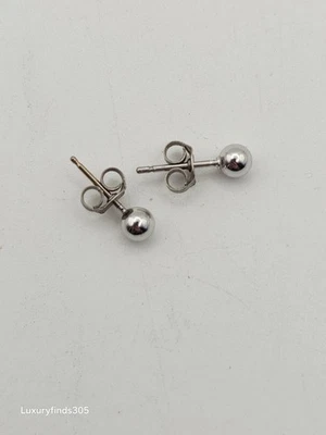 925 Sterling Silver 1/2" Stud Ball Earrings New Vintage Stock Estate Jewelry - Image 1 of 4