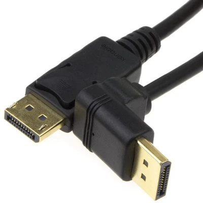 2m Rechtwinklig Displayport v1.2 Stecker Zu Gerade Stecker Monitor Kabel 4K - Bild 1 von 4