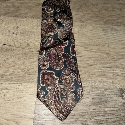 CHRISTIAN DIOR Monsieur Men's Silk Vintage Tie  Dark Green , Gold , Burgundy - Image 1 of 3
