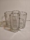 Set of 4 14 oz Clear Glass Beer Mugs  Paneled with Handle no chips or scratches