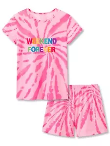 Pink Tie Dye Spring/Summer Pajamas for Little & Big Girls Sleepwear Short Set... - Picture 1 of 7
