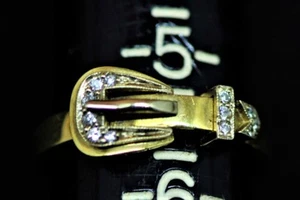 Anillo de mujer con hebilla de cinturón de oro 18k de diamantes hecho a mano uno de uno raro - Imagen 1 de 7