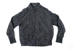 NEIL BARRETT ITALY PIN STRIPED BLACK SMALL STRAIGHT SHEER BUTTON FRONT SHIRT NWT - Picture 1 of 9
