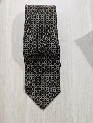 Gravata Gianni Versace azul/amarela 100% seda. Feito na Itália - Imagem 1 de 4