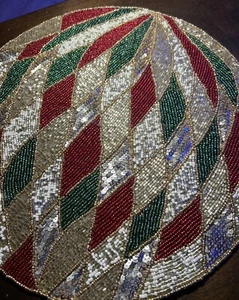 Cynthia Rowley NEW!!! CHRISTMAS Beaded Placemat Sparkle Shimmer LUXE Gorgeous! - Picture 1 of 11