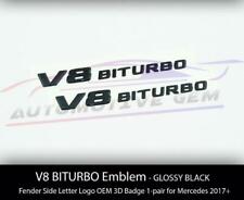 2pcs V8 BITURBO Fender Side AMG Emblem Glossy Black Badge C63 E63 G63