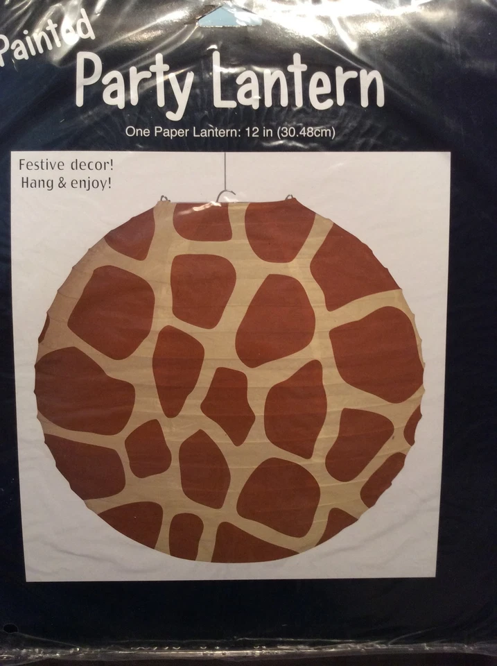 Animal Print Giraffe Party Supplies 12" hanging Painted Paper Lantern - Image 1 of 1