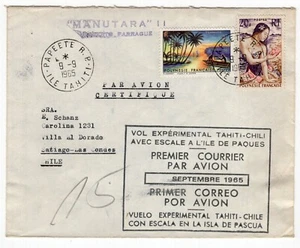 CHILE Isla de Pascua Isla de Pascua Tahití MANU TARA II firmado PARRAGA 1965 L6 - Imagen 1 de 2