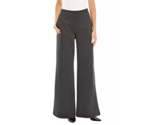 Pull On Ponte Pants Women’s 14 Gray Wide Leg Trouser Dress Pants Hi Rise Stretch - Picture 1 of 9