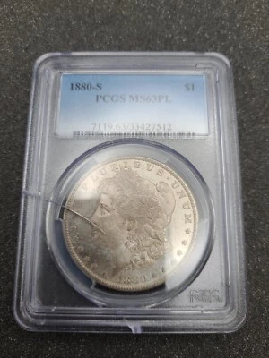 1880 S Morgan Dollar PCGS MS63PL - cracked holder - Image 1 of 4
