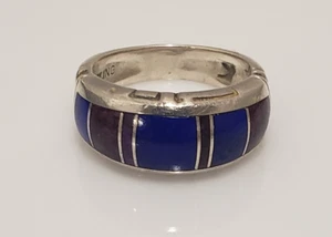 Navajo Ray Tracey Knifewing Sterling Silver Lapis Sugalite Inlay Ring Size 5.75 - Picture 1 of 10