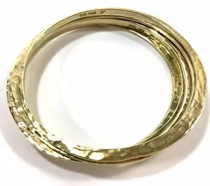 VERONESE 5 Vintage Italy Hammered Gold Vermeil Sterling Silver Bangle Bracelets - Picture 1 of 6