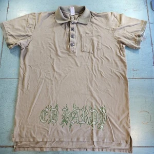 Ed Hardy Olive Green Skulls Polo Shirt Men’s XXL Buttons Vintage - Picture 1 of 9