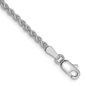 Brazalete de cadena de espiga de oro blanco 14K real de 2,1 mm; cierre de langosta - Imagen 1 de 3