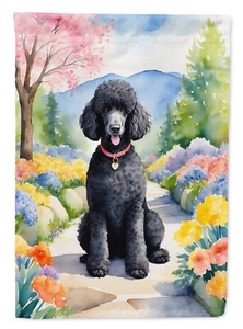 Black Poodle Spring Path Flag Canvas House Size DAC6692CHF - Picture 1 of 4