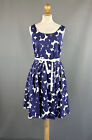 Boden Dress Marilyn Cotton Blend Fit Flare Blue and White Floral size UK 14 R