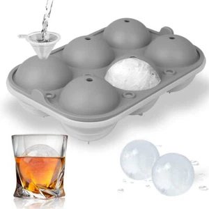 Bandeja de cubitos de hielo de silicona para hacer 6 bolas de hielo - Picture 1 of 6