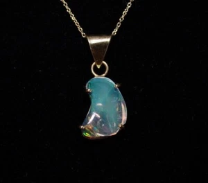 14k GOLD! Natural free form Mexican fire Opal Pendant in 14k yellow gold MOPG239 - Picture 1 of 3
