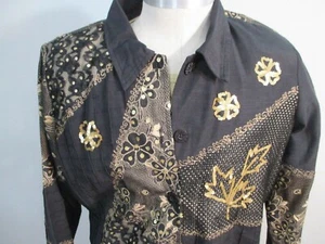 Indigo Moon Womens Embroidered Sequins Jacket/Shirt with Contrasting Shirt L NEW - Picture 1 of 12