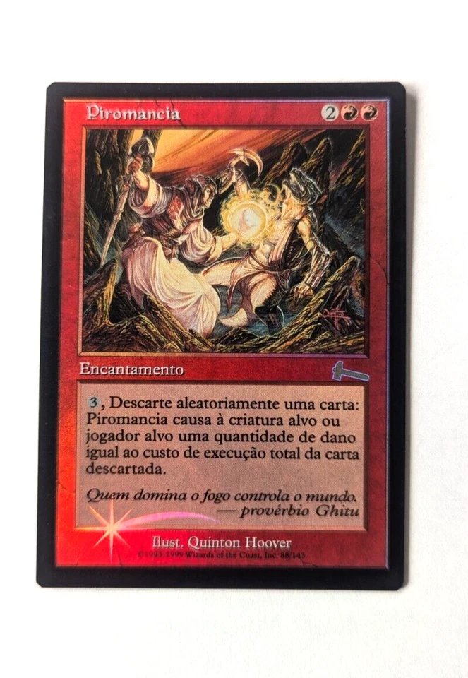 Magic Mtg FOIL Italian Urza's Legacy Pyromancy   near mint - Image 1 of 1