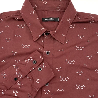 Pink Dolphin Para Hombre Manga Larga Abotonada Ondas Rojas Mezcla Mediana Rayón Foto 1 de 4