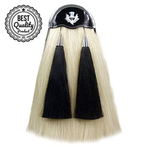 White Horse Hair Original Sporran Thistle Badge Scottish Highlander Kilt Sporran - Picture 1 of 2