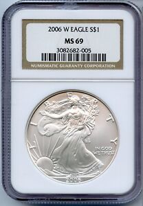 2006-W American Silver Eagle 1 oz NGC MS69 West Point Certified $1 Coin - JP409