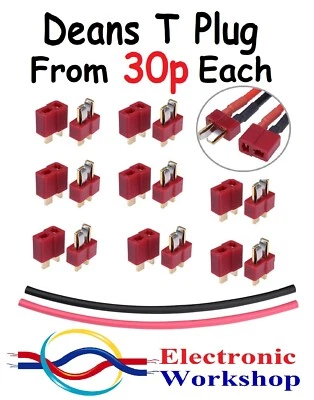 Deans Connector T-Plug Male Female Battery RC Drone Airsoft 3, 5, 10 Pairs UK - Image 1 of 4