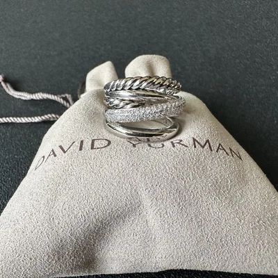 Anillo cruzado David Yurman plata de ley 925 con diamantes talla 7 Foto 1 de 4