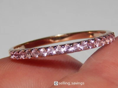 ANILLO BANDA APILABLE O INDIVIDUAL ORO ROSA 14K ZAFIRO ROSA 2MM TALLA 9,75 Foto 1 de 4