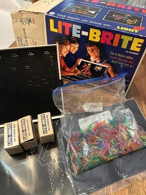 Vintage Lite Brite 1967 Hasbro Pegs  Vintage Original Light Bright Box new pages - Image 1 of 4